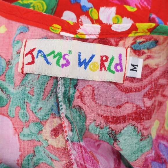 Jams World Red Tropical Floral Dress Sleeveless Pockets Summer Resort Medium - Picture 7 of 9